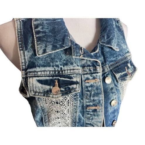 Amethyst Jeans Womens  Cowboy Coture Stonewash Western Chic Denim Jean Vest  Sz L