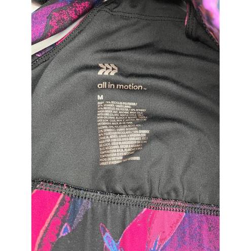 All In Motion  Sports Bra Sz M Purple Pink Blue Abstract Print