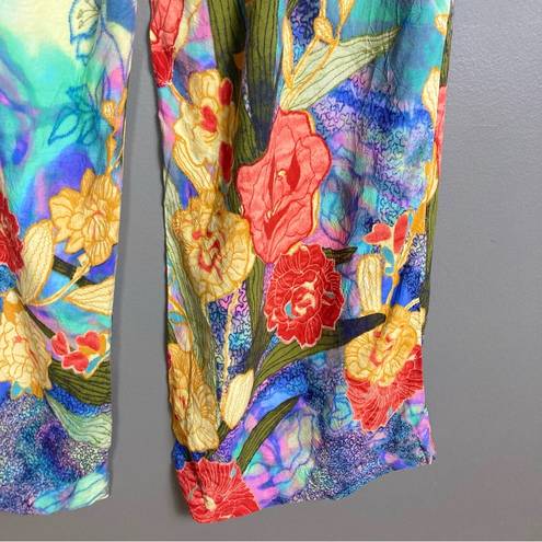 Jams World  pants small wide leg pajama pants flowers tie dye scrubs psychadelic