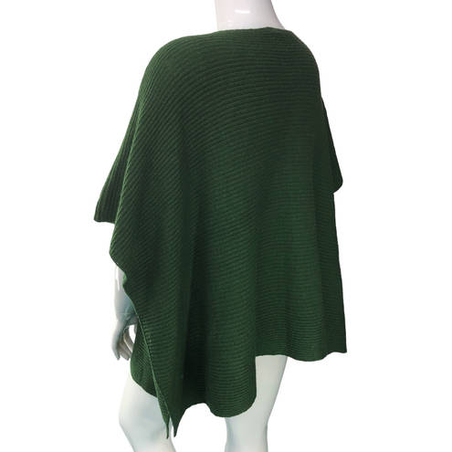 J.Jill  Womens One Size Poncho Sweater Green Front Pockets Tunic Length Rib Knit