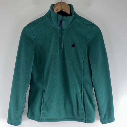 Brooks Brothers  346 Womens Fleece 1/4 Zip Pullover Teal Navy Embroidered Logo