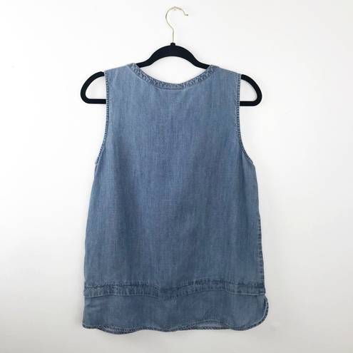 J.Jill  Blue Chambray Sleeveless Blouse