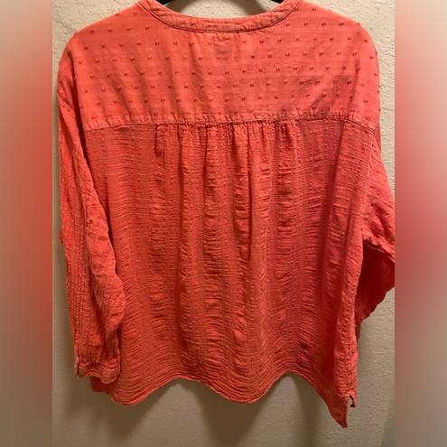 Pilcro  By Anthropologie Coral Mila Draped Button Down Blouse Size L