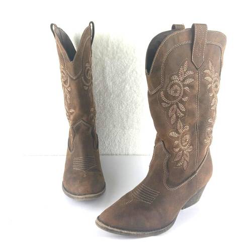 Rampage  Ram-Vida 429105 Womens Mid Shaft Brown Western Cowgirl Boots Sz 7M Rodeo
