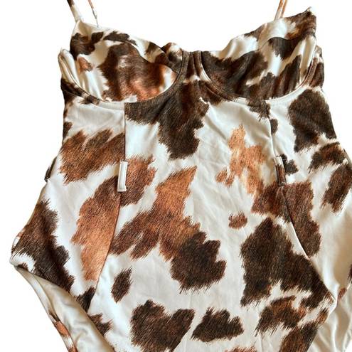 We Wore What  Danielle One Piece Cowhide Swimsuit Bathing Suit Size XS Women's