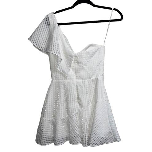 Amanda Uprichard NEW NWOT  Mckinnon Gingham One Shoulder Dress In White