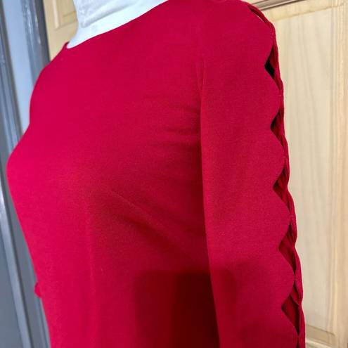 Talbots RSVP by  Red Knee Length 3/4 Sleeve Sheath Dress Sz 2P - fit up to 10/12