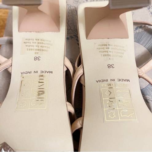 Free People Faye Strappy Heels Sz 38 EU Camel Ankle Wrap Square toe NEW