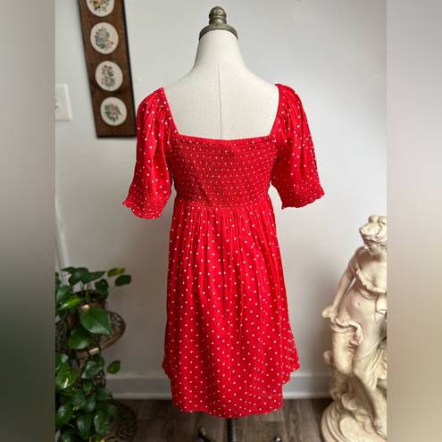 Draper James NWT Jennifer Mini Babydoll Dress in Red Polka Dot Small