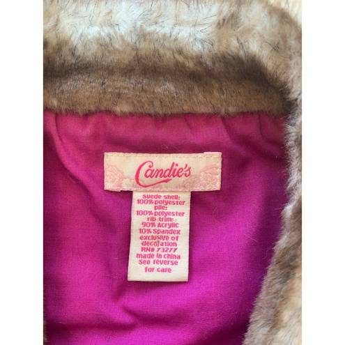 Candie's  Tan Faux Fur Suede Crop Vest with Rivets Juniors Size Small