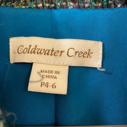 Coldwater Creek  Blazer Jacket Womens Size Petite 4-6 Multicolor Twill Full Zip