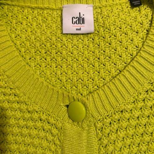 CAbi  Loren Cardigan Size M Button Front LS  Textured Knit Cardigan Sweater Green