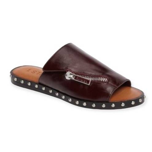 1. State  Cadwyn Burgundy Leather Zipper Studded Slide Sandal