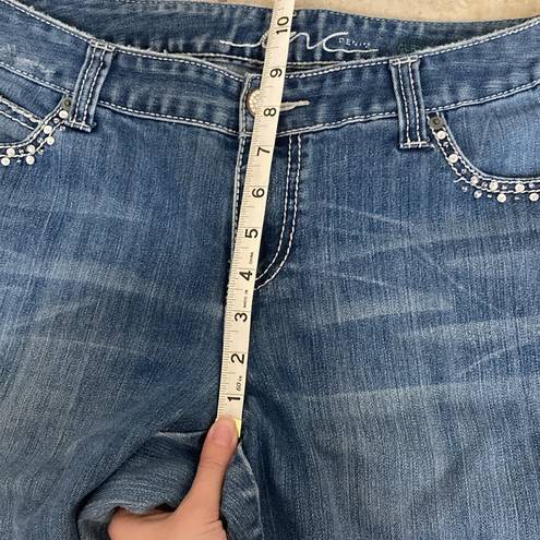 INC  Denim Curvy Fit Flare Leg Bedazzled Jeans