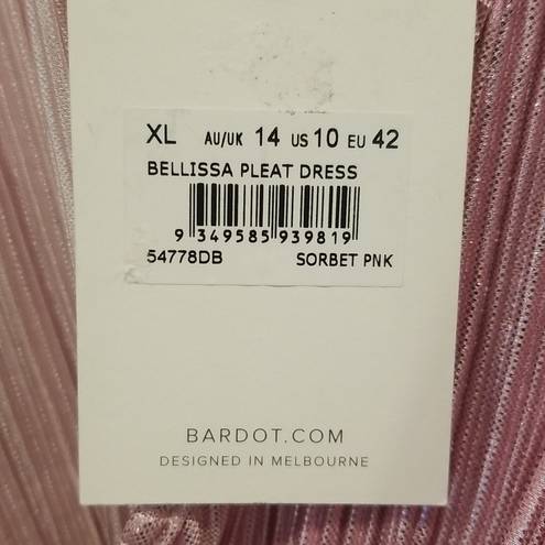 Bardot 💕 Bellissa Long Sleeve Faux Wrap Dress Sorbet Pink Metallic Shine XL NWT