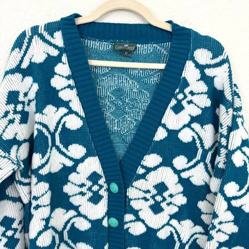 Cabin creek  Women's Vintage Floral Cardigan Button Sweater Green Size M