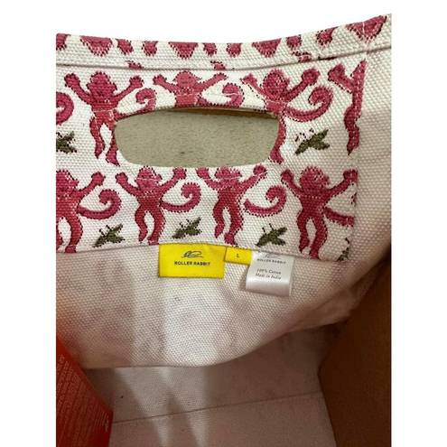 Roller Rabbit  Women's Cotton Nesting Box Bag Red Monkey Print Size Large