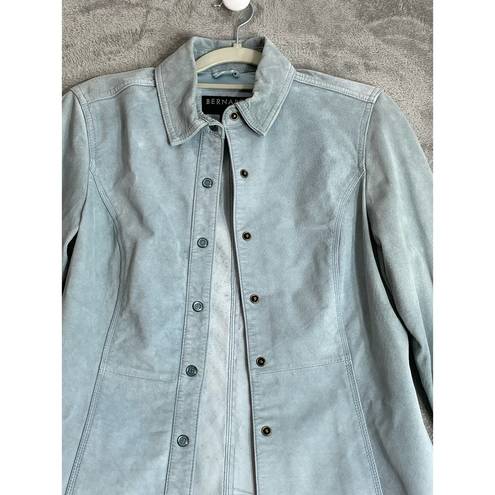 Bernardo  Baby Blue Suede Leather Button Down Jacket, Size 6 Petite