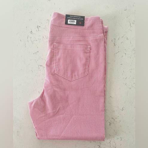 Mario Serrani  Comfort Stretch Cuff Capri Pants Pink White Size M NWT