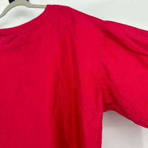 Bryn Walker  100% Linen Top Red Oversized Lagenlook Long Dolman Sleeves Size M