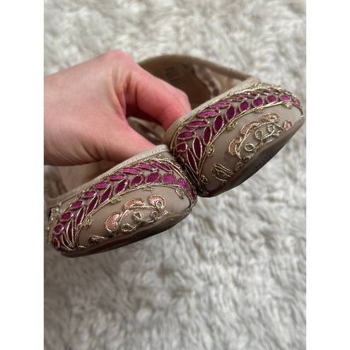 mix no. 6 Sz 7 Mesh Embroidered  Ballet Flats Nude Pink Purple