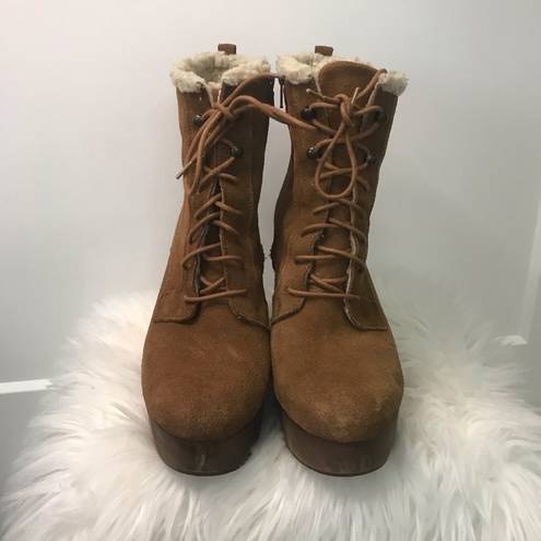 Ralph Lauren Denim Supply  Suede leather Shearling Lace-Up boots Bootie 9
