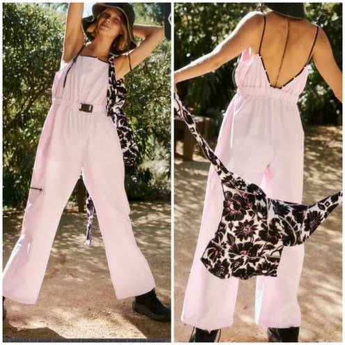 Free People Movement NWOT FP Movement Star Player Wide Leg Overall Jumpsuit  Ligh Pink Color Sz XS