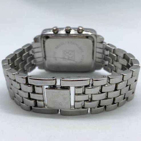 Krass&co NY &  ladies 30mm silver tone rhinestones MOP dial watch sz 7.5” runs