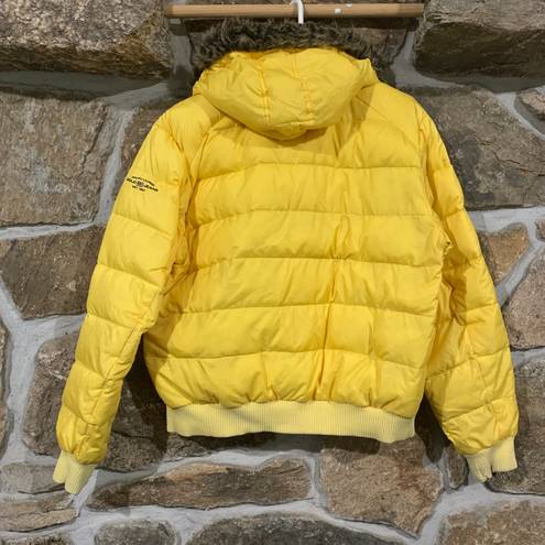 Polo Yellow Y2K Early 2000s  Ralph Lauren Embroidered Puffer Coat Jacket