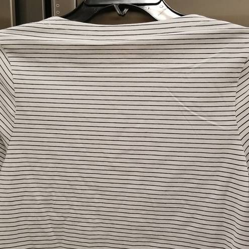 Bonjour 💕CINQ A SEPT💕 Boatneck Striped Graphic Tee ~  Black & White Small S NWT