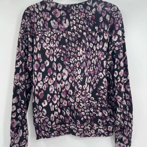 Peyton Jensen Evereve  long sleeve black floral sweatshirt top size small