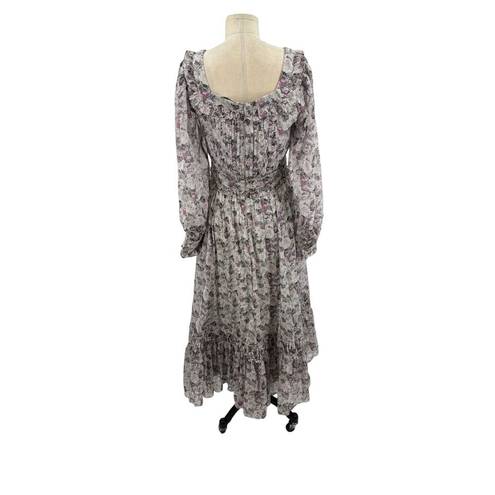 Krass&co Ivy City  Long Sleeve Gray Purple Floral Maxi Dress Size Small