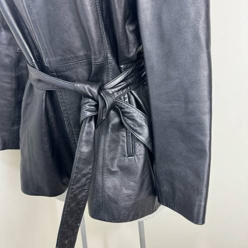 Krass&co Vintage Colebrook &  Genuine Leather Belted Jacket Size XL late 90s Y2K Black