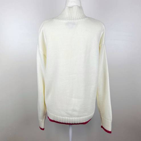 Juicy Couture Juicy by  Cream Turtleneck Sweater with Pink and Red Crown Detail L