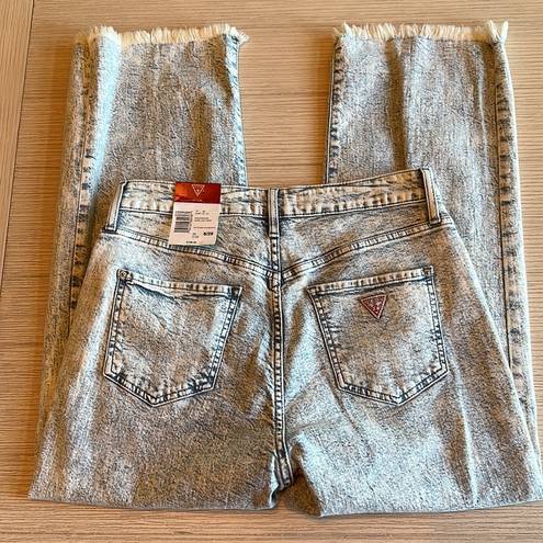 Guess  Acid Washed High Waist Wide Leg Cropped Raw Hem Women's Jeans Size 8/29