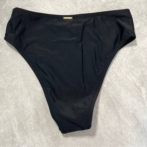 Relleciga  Bikini Bottom Black High Cut High Waisted Swim Bottom Sz S NWT