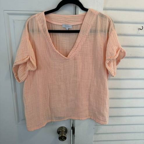 Edge S' peach gauze top short sleeve lightweight 100% cotton size large