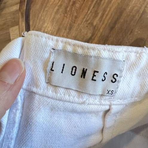 LIONESS  Women's White Denim Mini Skirt With Slit Size XS