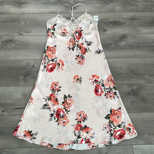 In Bloom  Midi Pink Floral Slip Dress Size Medium