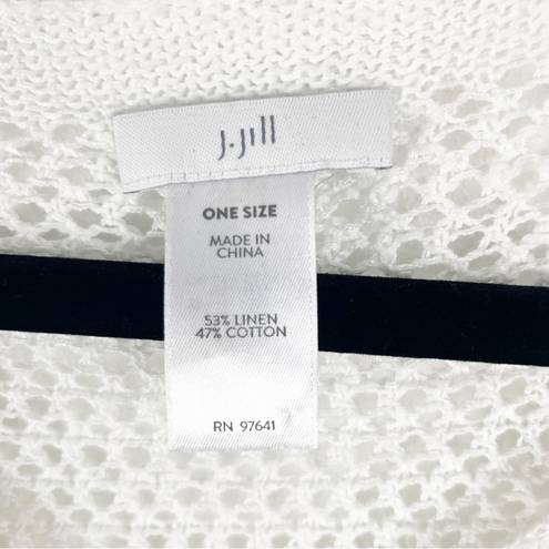 J.Jill  Blue Ombré Linen Blend Open Knit Poncho, One Size