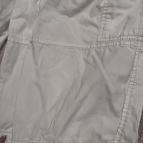 Faded Glory  White Capri Cargo Pants With Elastic Waist Band