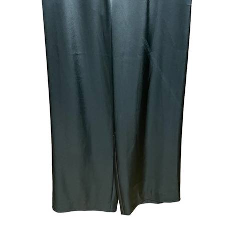 St. John  Caviar Black Silky Wide-Leg Trouser Pants Size 4