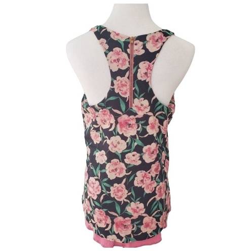 Collective Concepts  Womens Floral Back Zip Racerback Tank Top Multicolor Small