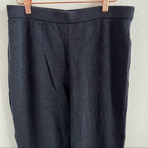 St. John  Collection Navy Blue Wide Leg Crop Santana Knit Pants 8