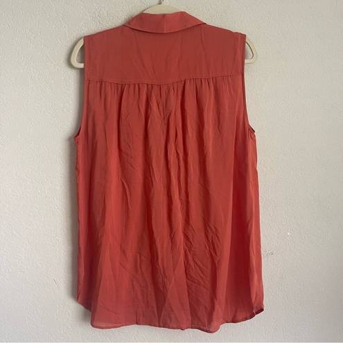 Vince  Orange Sleeveless Blouse Collar Button Down