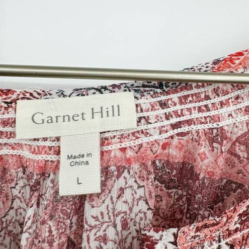 Garnet Hill  Silk Peasant Blouse Bishop Sleeve Coral Maroon Size Large