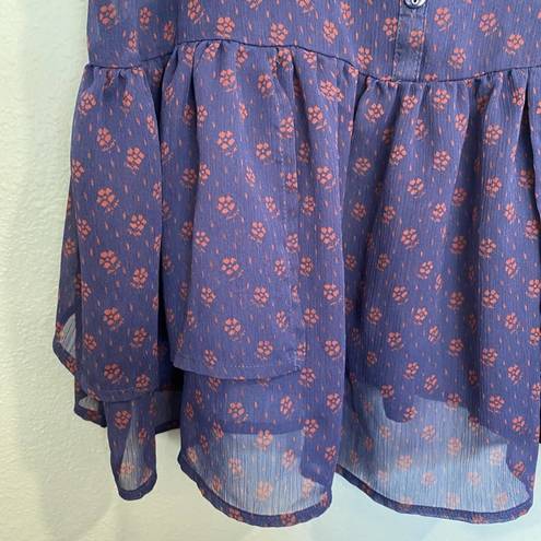 Route 66  Blue Sheer Floral Sleeveless Blouse Sz M