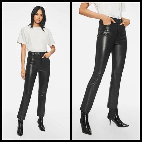 ANINE BING 💕💕 Connor Pant ~ 100% Leather Belted Straight Leg Black Small S NWT