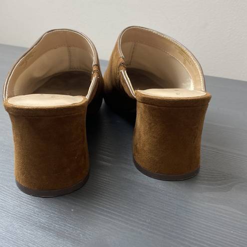 Unisa  Faux Suede Slip On Block Heel Mule Size 8 Brown