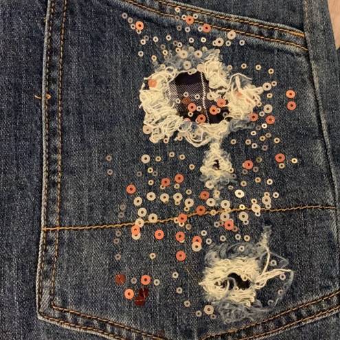 Pilcro  x Anthropologie Straight Leg Sequin The Wanderer Jeans Size 25